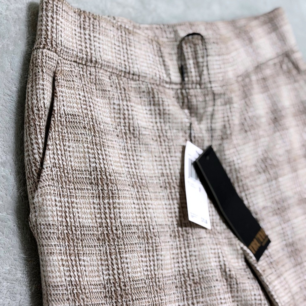 Truth by Republic Wide Leg Pants Womens Small Taupe Glen Plaid NWT - Picture 3 of 12